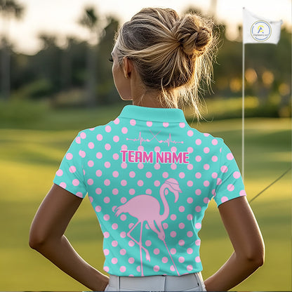 Women's Flamingo Golf Polo Shirt – Personalized Pink Flamingo Golf Jersey With Custom Name