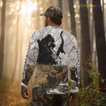Load image into Gallery viewer, Brown Bowhunting Deer Camouflage Personalized Hunting Bow Grim Reaper Shirt NHT17