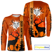 Load image into Gallery viewer, Custom Deer Hunting Shirt Orange 3D All Over Print with Deer Skull &amp; Forest Silhouette NHT33