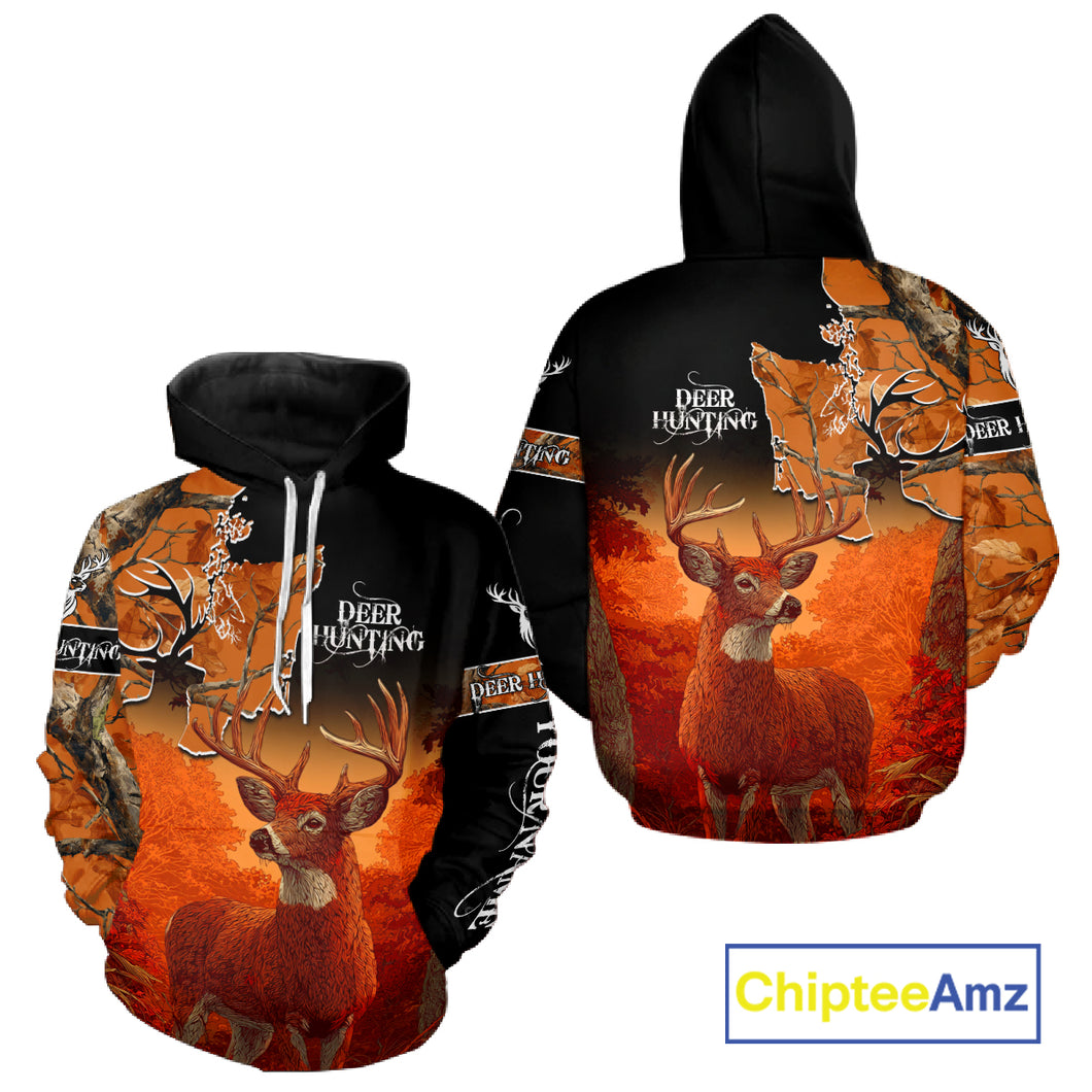 Best Custom Deer Hunting Shirt 3D All Over Print Autumn Forest Big Buck Personalized Gifts NHT35