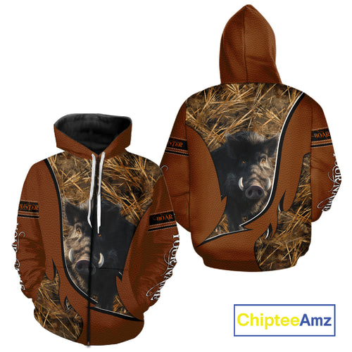 Boar Hunting Brown Camouflage 3D Shirt For Hunting Season Hunting Clothes For Hunters NHT138