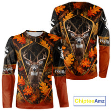 Load image into Gallery viewer, Personalized Whitetail Deer Hunting 3D All Over Printed Hoodie Orange Autumn Leaves Camo NHT43