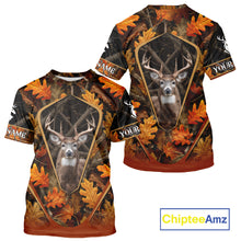 Load image into Gallery viewer, Personalized Whitetail Deer Hunting 3D All Over Printed Hoodie Orange Autumn Leaves Camo NHT43