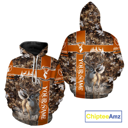 Whitetail Deer Hunting Season Shirt 3D Buck Design Custom Hunting Gift Camouflage Deer Shirts NHT49