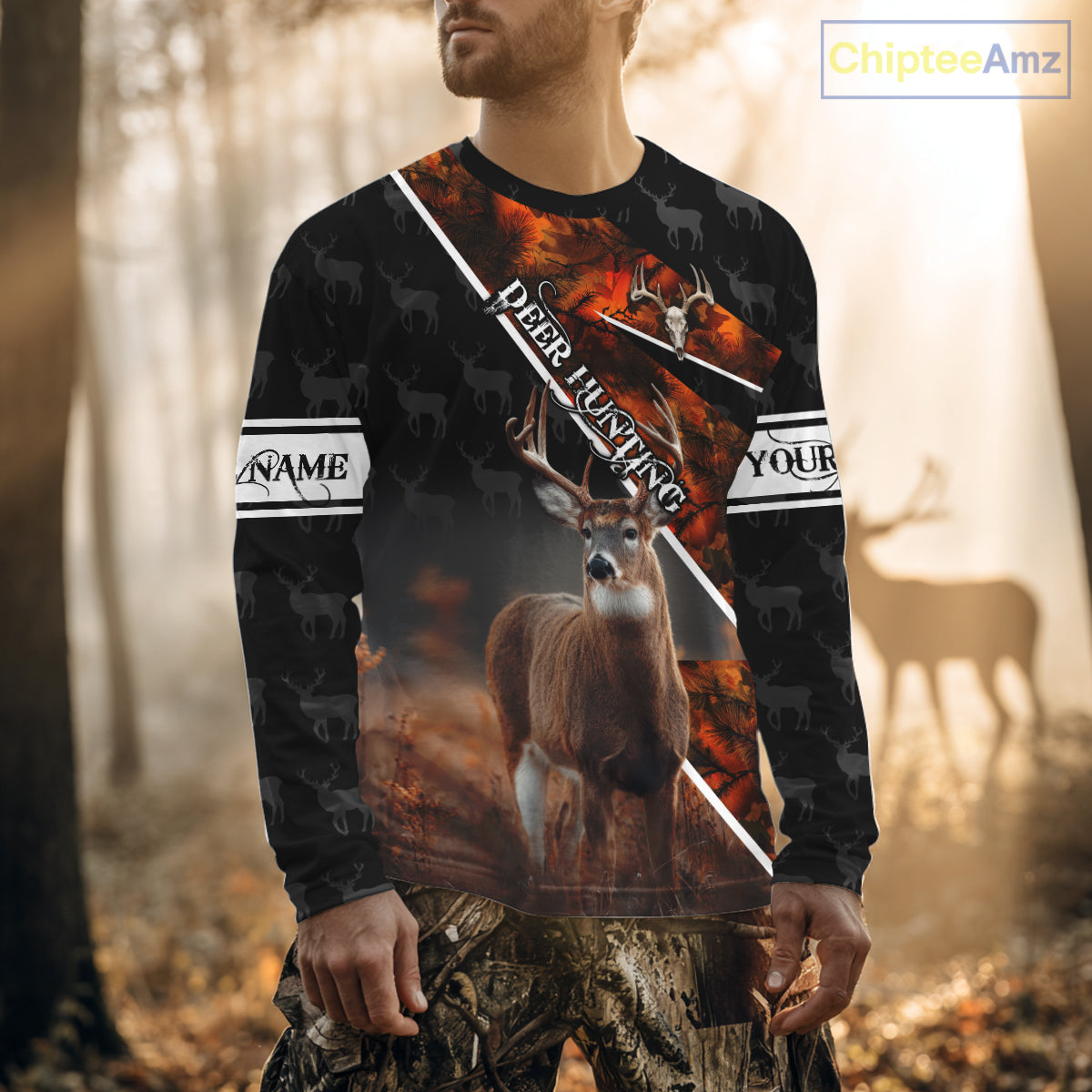 Best Whitetail Deer Hunting Shirt Custom Name Black Orange Camo Gift For Hunters Hunting Gift NHT53