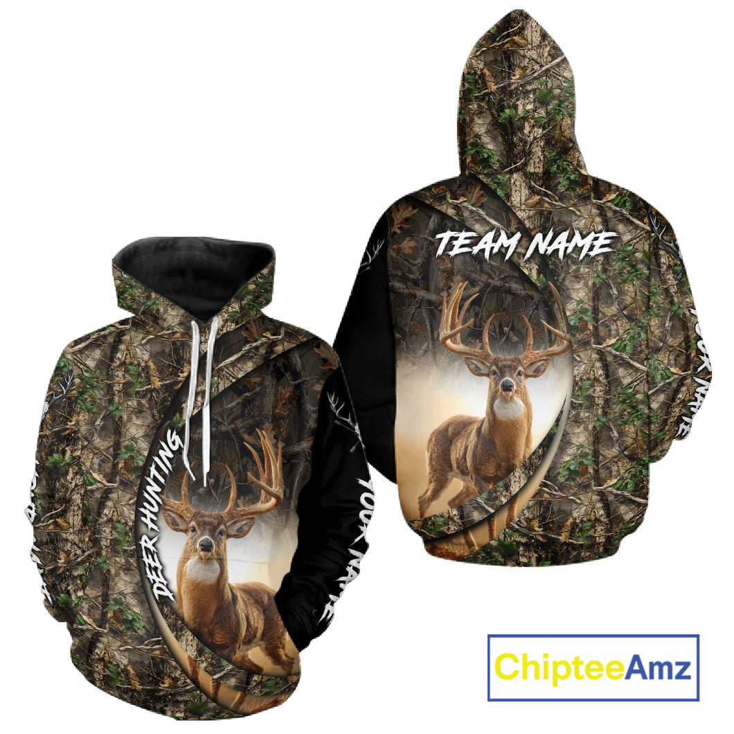 Beautiful Deer Hunting Shirt Forest Camo 3D Print Custom Name Team Name For Deer Hunters NHT56