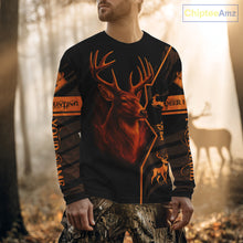Load image into Gallery viewer, Black Orange Deer Hunting Shirt Personalized Custom Name 3D Full Print For Deer Hunters NHT57