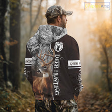 Load image into Gallery viewer, Deer Hunting Shirt Personalized 3D All Over Print Brown With Gray Camo Hunting Clothes NHT60