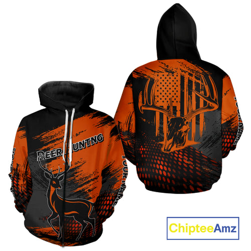 Best Deer Hunting Shirt 3D All Over Print Orange And Black Personalized Name For Hunters NHT63