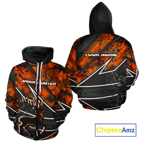 Deer Hunting Clothes 3D Orange Camo Black Custom Name Best Gifts For Deer Hunters NHT66