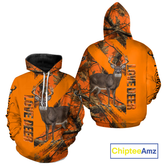 Deer Hunting 3D Orange Camo Shirt Custom Name Perfect Gift for Hunters NHT13