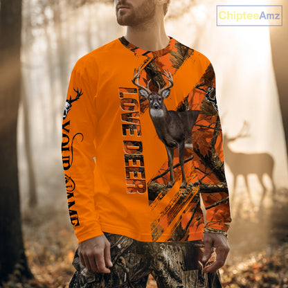 Deer Hunting 3D Orange Camo Shirt Custom Name Perfect Gift for Hunters NHT13
