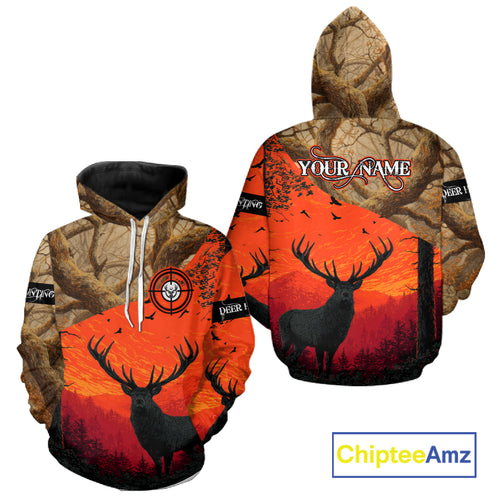 Personalized Deer Hunting 3D All Over Printed Shirts Custom Deer And Mountain Camo Shirt Hunting Gifts NHT15