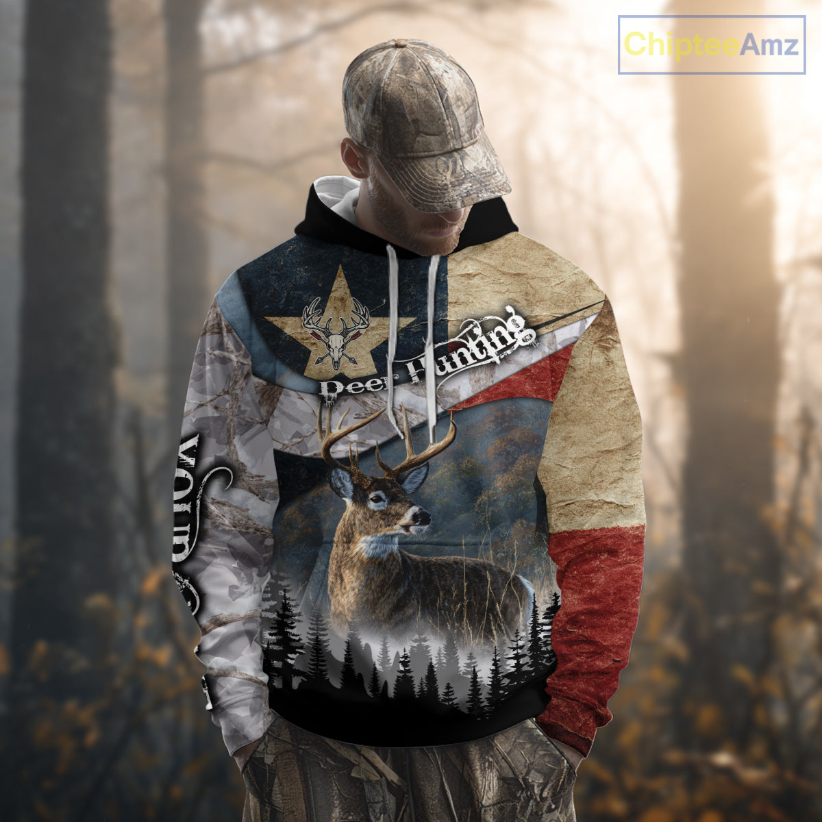 Deer Hunting Shirt-Personalized Texas Flag Camo Snow, Best Gifts for Deer Hunters NHT29