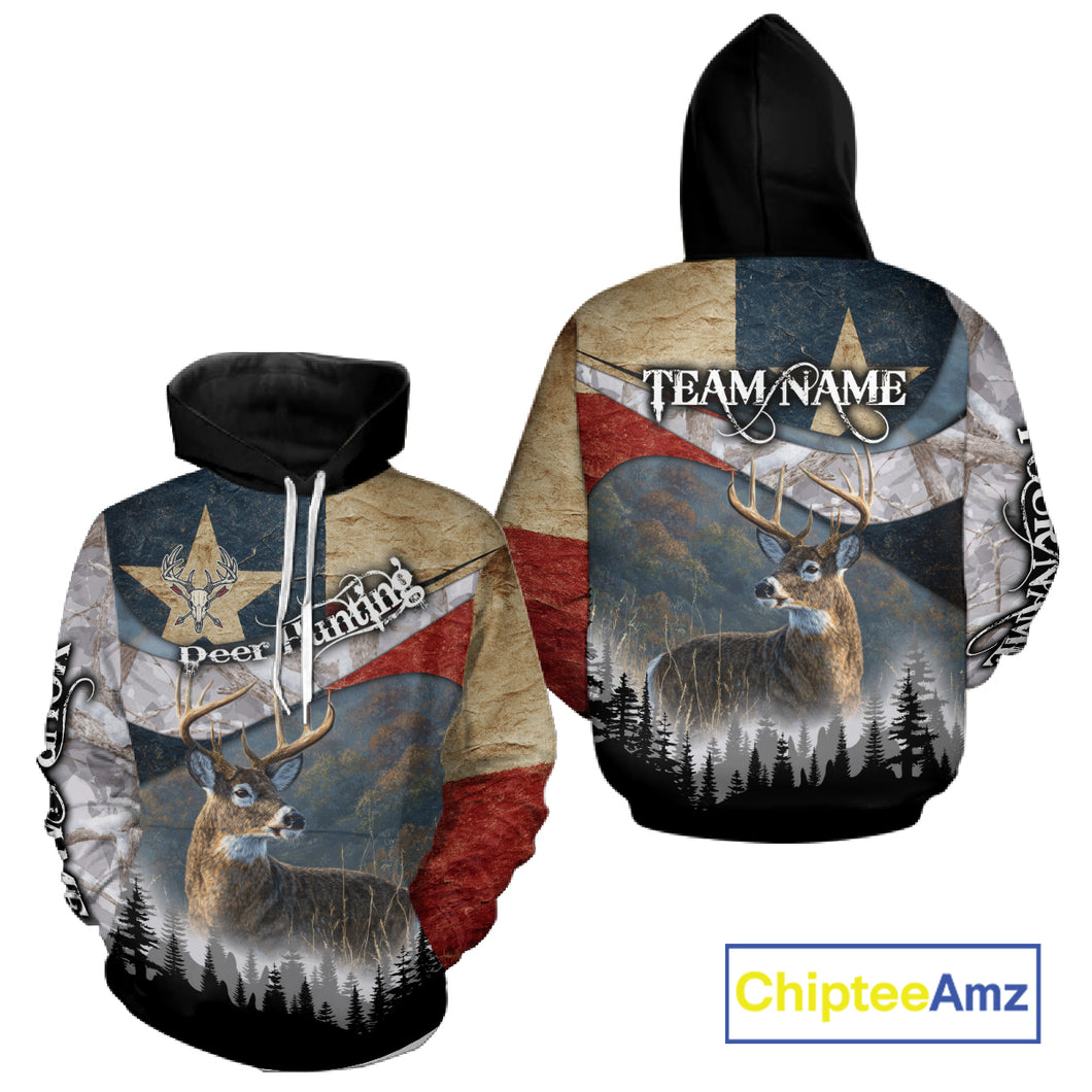 Deer Hunting Shirt-Personalized Texas Flag Camo Snow, Best Gifts for Deer Hunters NHT29