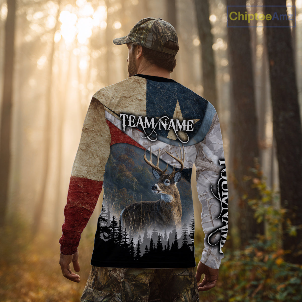 Deer Hunting Shirt-Personalized Texas Flag Camo Snow, Best Gifts for Deer Hunters NHT29