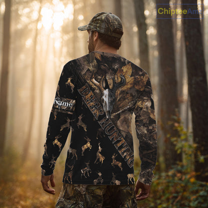 Deer Hunting Custom Name Camo Shirt, Hunting Gift For Men, Camouflage Deer Shirts NHT10