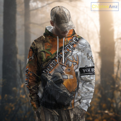 Deer Hunting 3D Shirt All-Over Print Orange White Tree Camo Deer Buck Grim Reaper For Hunters NHT23
