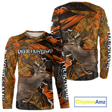 Load image into Gallery viewer, Best Deer Hunting Shirt Personalized 3D All Over Print Black With Orange Camo Hunting Clothes NHT61