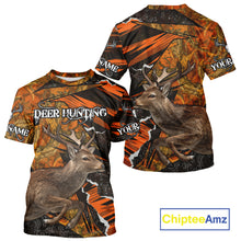 Load image into Gallery viewer, Best Deer Hunting Shirt Personalized 3D All Over Print Black With Orange Camo Hunting Clothes NHT61