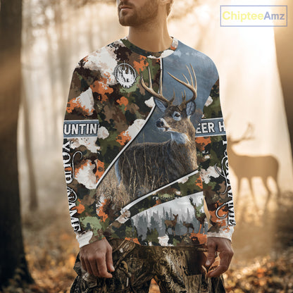 Best Custom Name Hunting Deer 3D Shirt With All Over Whitetail Deer Print And Camouflage NHT70
