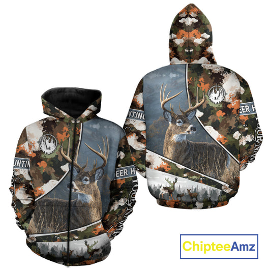 Best Custom Name Hunting Deer 3D Shirt With All Over Whitetail Deer Print And Camouflage NHT70