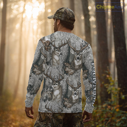 Beautiful Deer Hunting Shirt Pattern Deer Camo Custom Name 3D All Over Printed Hunting Gift NHT88