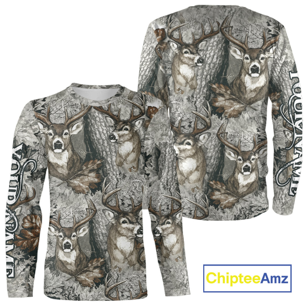 Beautiful Deer Hunting Shirt Pattern Deer Camo Custom Name 3D All Over Printed Hunting Gift NHT88