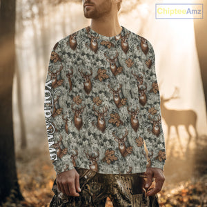 Beautiful Deer Hunting Shirt Pattern Deer Camo Custom Name 3D All Over Printed Hunting Gift NHT89