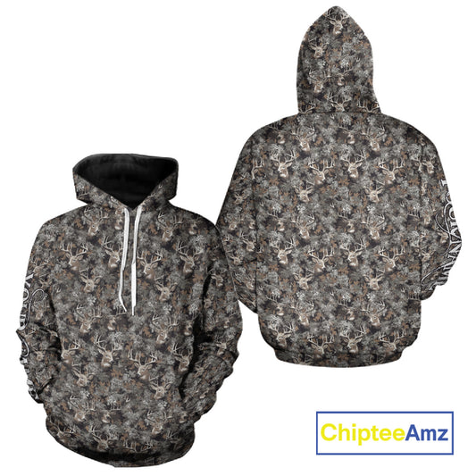 Beautiful Deer Hunting Shirt Pattern Deer Camo Custom Name 3D All Over Printed Hunting Gift NHT90