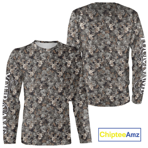 Beautiful Deer Hunting Shirt Pattern Deer Camo Custom Name 3D All Over Printed Hunting Gift NHT90