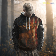 Load image into Gallery viewer, Best Season Deer Hunting Shirt Black with US Flag 3D Custom Name Clothes For Hunters NHT92