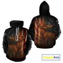 Load image into Gallery viewer, Best Season Deer Hunting Shirt Black with US Flag 3D Custom Name Clothes For Hunters NHT92