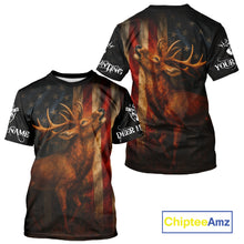 Load image into Gallery viewer, Best Season Deer Hunting Shirt Black with US Flag 3D Custom Name Clothes For Hunters NHT92
