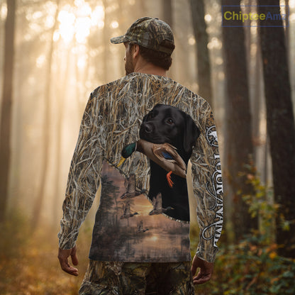 Duck Hunting Shirt Camo with Labrador Retriever Black 3D All Over Printing Shirts for Men NHT95