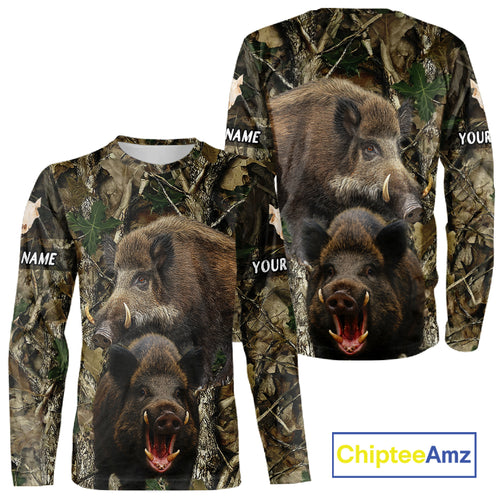 Camouflage Hunting Animals Wild Boar 3D All Over Printed Shirt – Custom Name & Hunting Gift NHT108