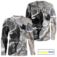 Load image into Gallery viewer, Snow Deer Hunting Shirt Deer Skull Camo Full Printing Custom Name For Deer Hunters, Best Hunting Gifts NHT21