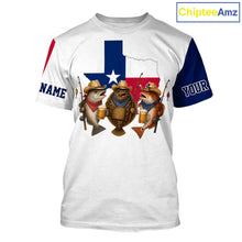 Load image into Gallery viewer, Funny Cowboy Trout, Flounder, Redfish Texas Flag Fishing T-Shirt  Apparel|White 