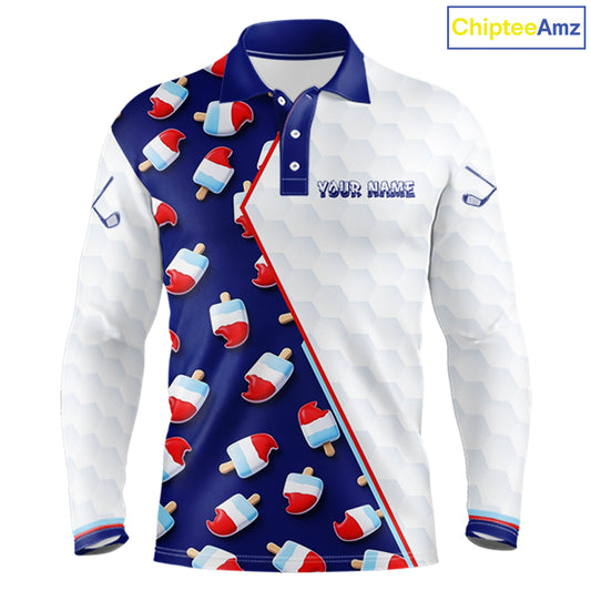 Custom Popsicle Pattern Mens Golf Polo, Personalized Summer Sweet Golf Shirt, Custom Golf Jersey, Familly Team Shirt NHT698