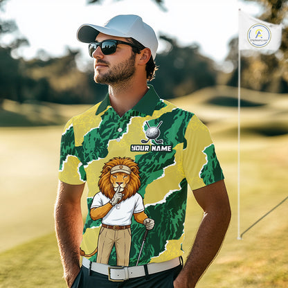 Custom Green Lion Mens Golf Polo Shirts, Lion Golf Team Jerseys NHT1041