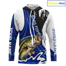 Load image into Gallery viewer, Bass Fishing Jersey Personalized Name Hooded Fishing Shirt, Angler Tournament Fishing Apparel NHT867