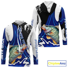 Load image into Gallery viewer, Crappie Fishing Jersey Personalized Name Hooded Fishing Shirt, Angler Tournament Fishing Apparel NHT868