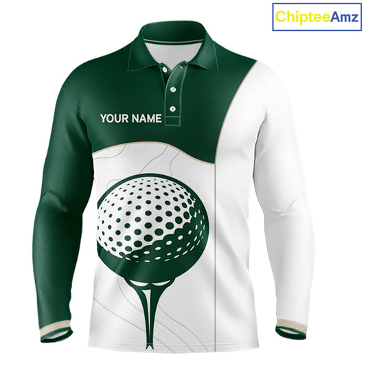 Green White Golf Ball Mens Golf Polo Shirts Custom Golf Clothing For Gentleme NHT883