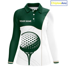 Load image into Gallery viewer, Green White Golf Ball Womens Golf Polo Shirts Custom Golf Clothing For Ladies NHT883