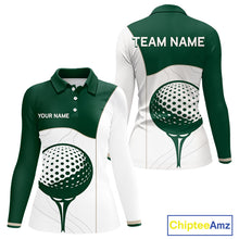 Load image into Gallery viewer, Green White Golf Ball Womens Golf Polo Shirts Custom Golf Clothing For Ladies NHT883