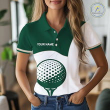 Load image into Gallery viewer, Green White Golf Ball Womens Golf Polo Shirts Custom Golf Clothing For Ladies NHT883
