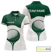Load image into Gallery viewer, Green White Golf Ball Womens Golf Polo Shirts Custom Golf Clothing For Ladies NHT883