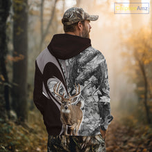 Load image into Gallery viewer, Whitetail Deer Hunting Clothes Custom Name Beautiful Gray Camo Hunting Gifts NHT209