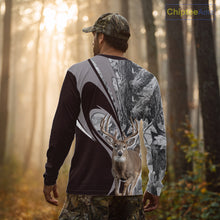 Load image into Gallery viewer, Whitetail Deer Hunting Clothes Custom Name Beautiful Gray Camo Hunting Gifts NHT209