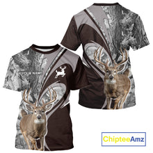 Load image into Gallery viewer, Whitetail Deer Hunting Clothes Custom Name Beautiful Gray Camo Hunting Gifts NHT209